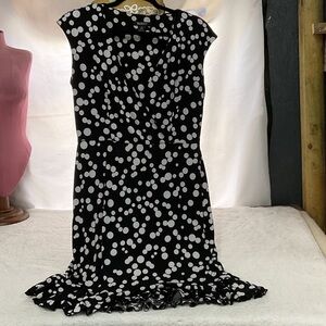 Glamour Black and White Polka Dot Midi Dress